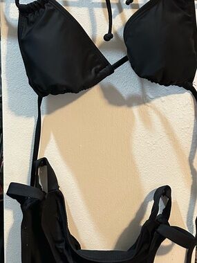 Mossimo Supply Co. Black Triangle String Bikini Top and Bottoms